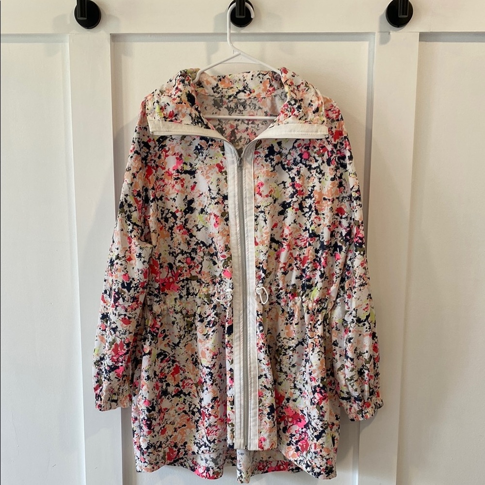 Lane Bryant LIVI splatter print active full zip jacket